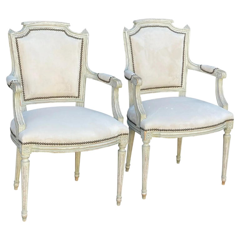 Pair of Antique Louis XVI Style Maison Jansen Arm Chairs For Sale at ...