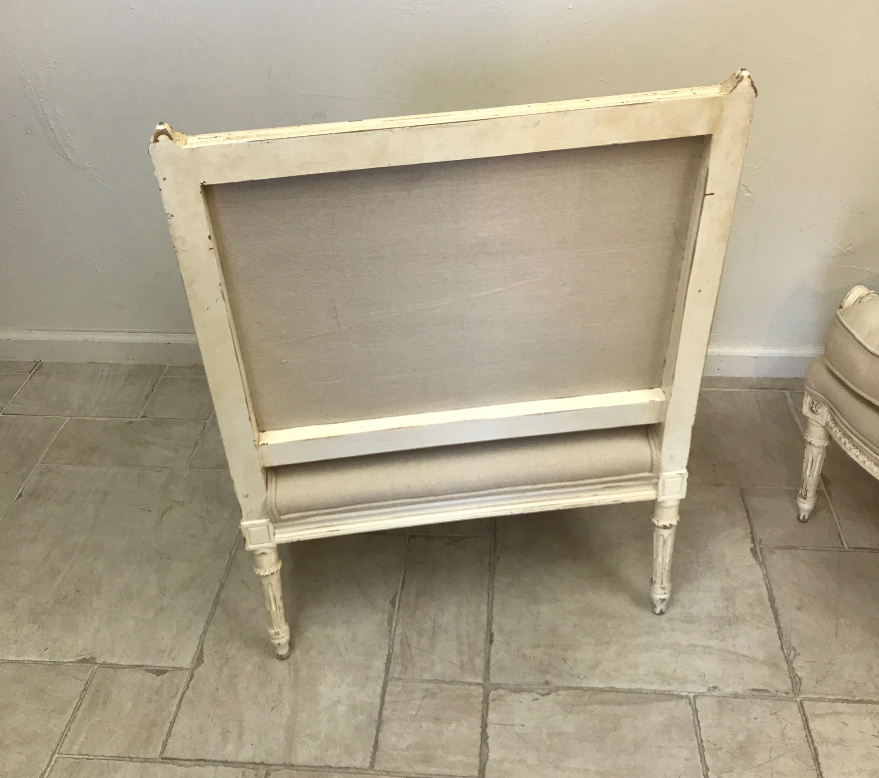 Pair of Antique Louis XVI Style Slipper Chairs In Good Condition In West Palm Beach, FL