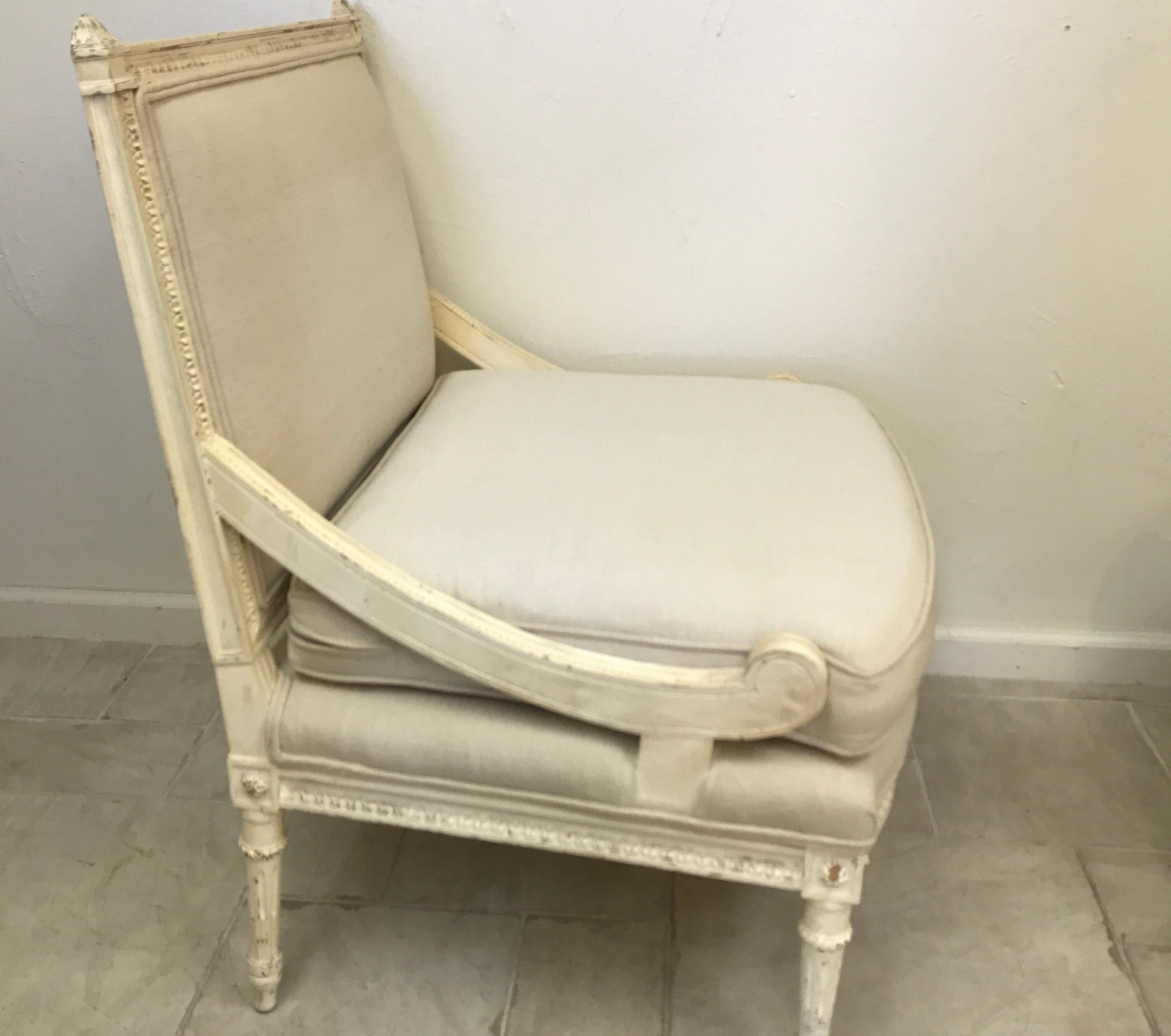 Pair of Antique Louis XVI Style Slipper Chairs 1