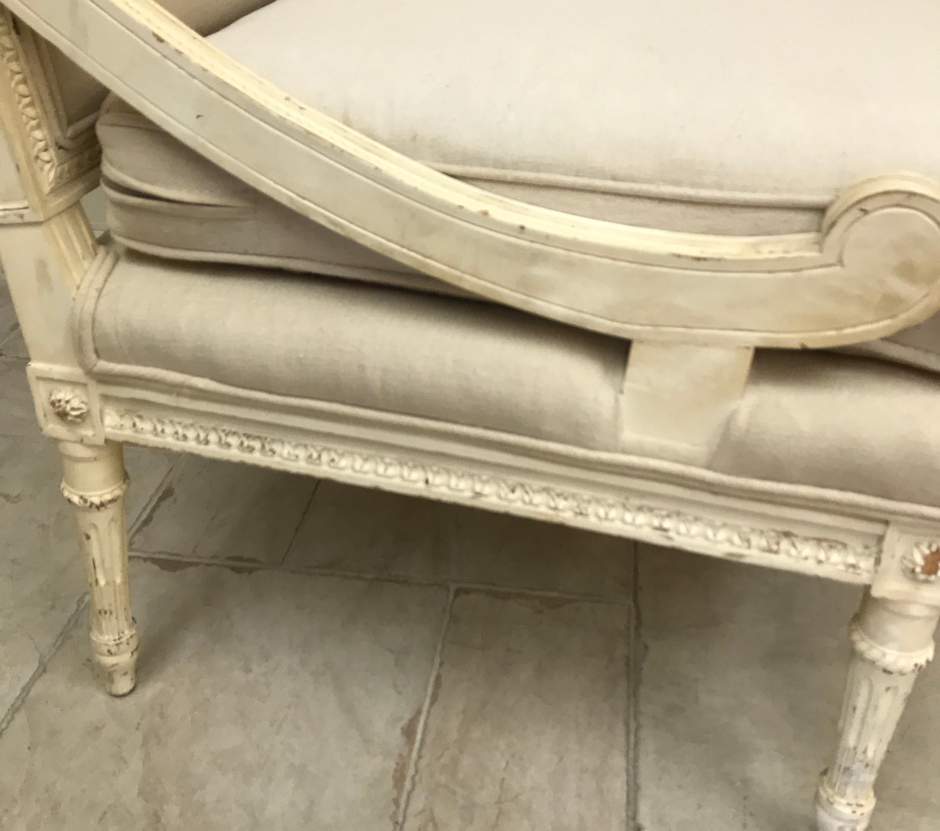 Pair of Antique Louis XVI Style Slipper Chairs 2