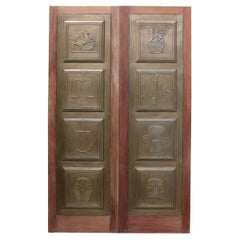 Pair of Antique Mahogany and Bronze Doors