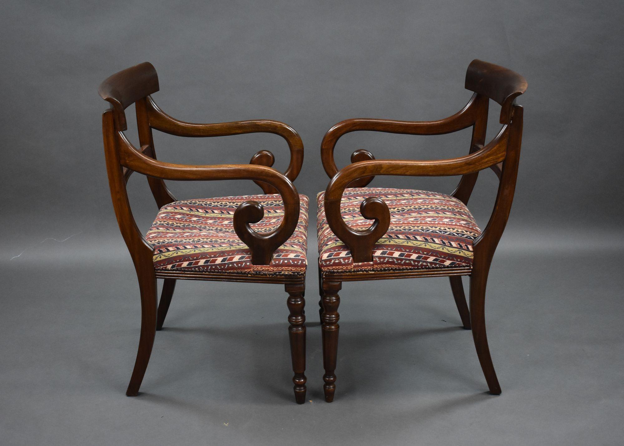 European Pair of Antique Mahogany Armchairs For Sale