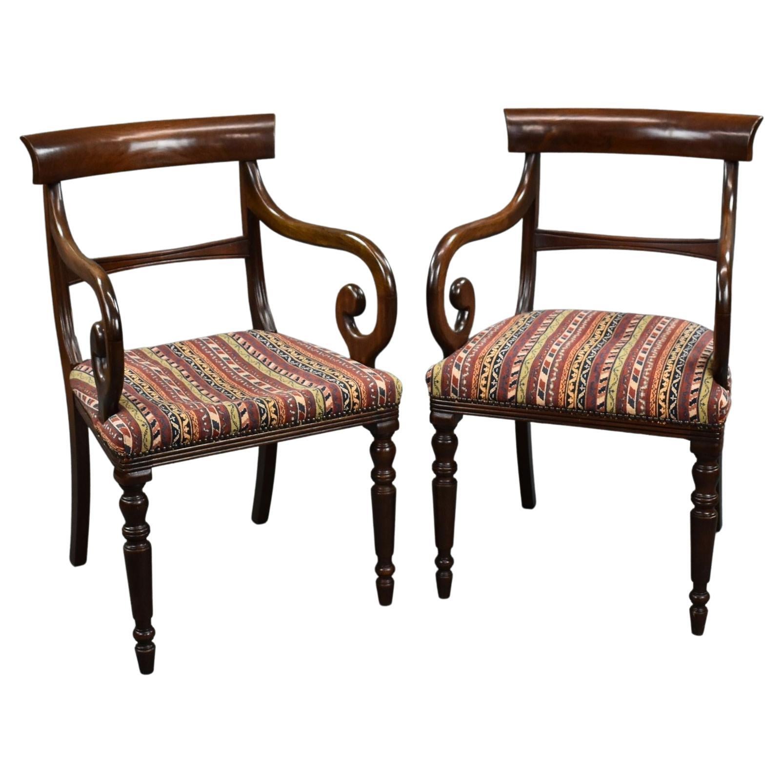 Pair of Antique Mahogany Armchairs For Sale