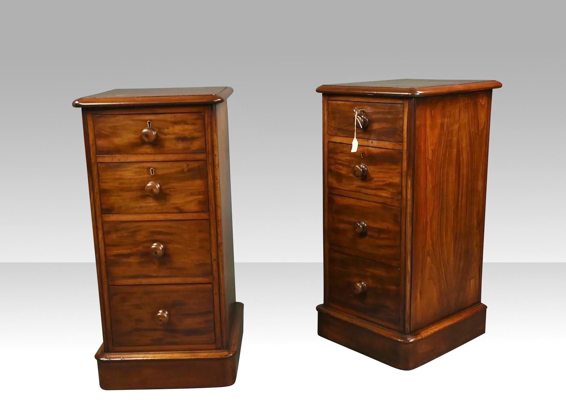 Victorian Pair of Antique Mahogany Bedside Chests, Cabinets