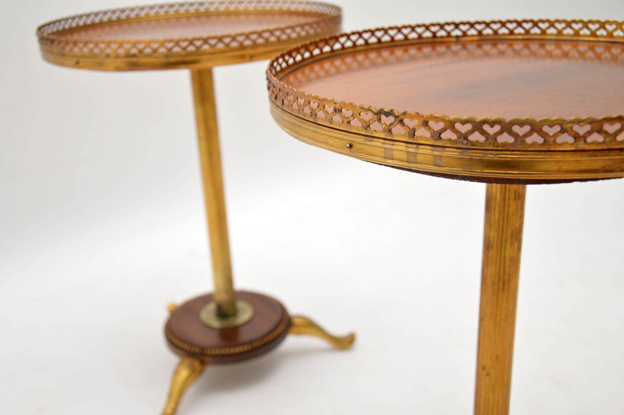 Pair of Antique Mahogany and Brass Wine Tables 2