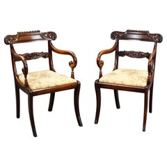 Pair of Antique Mahogany Carver Chairs