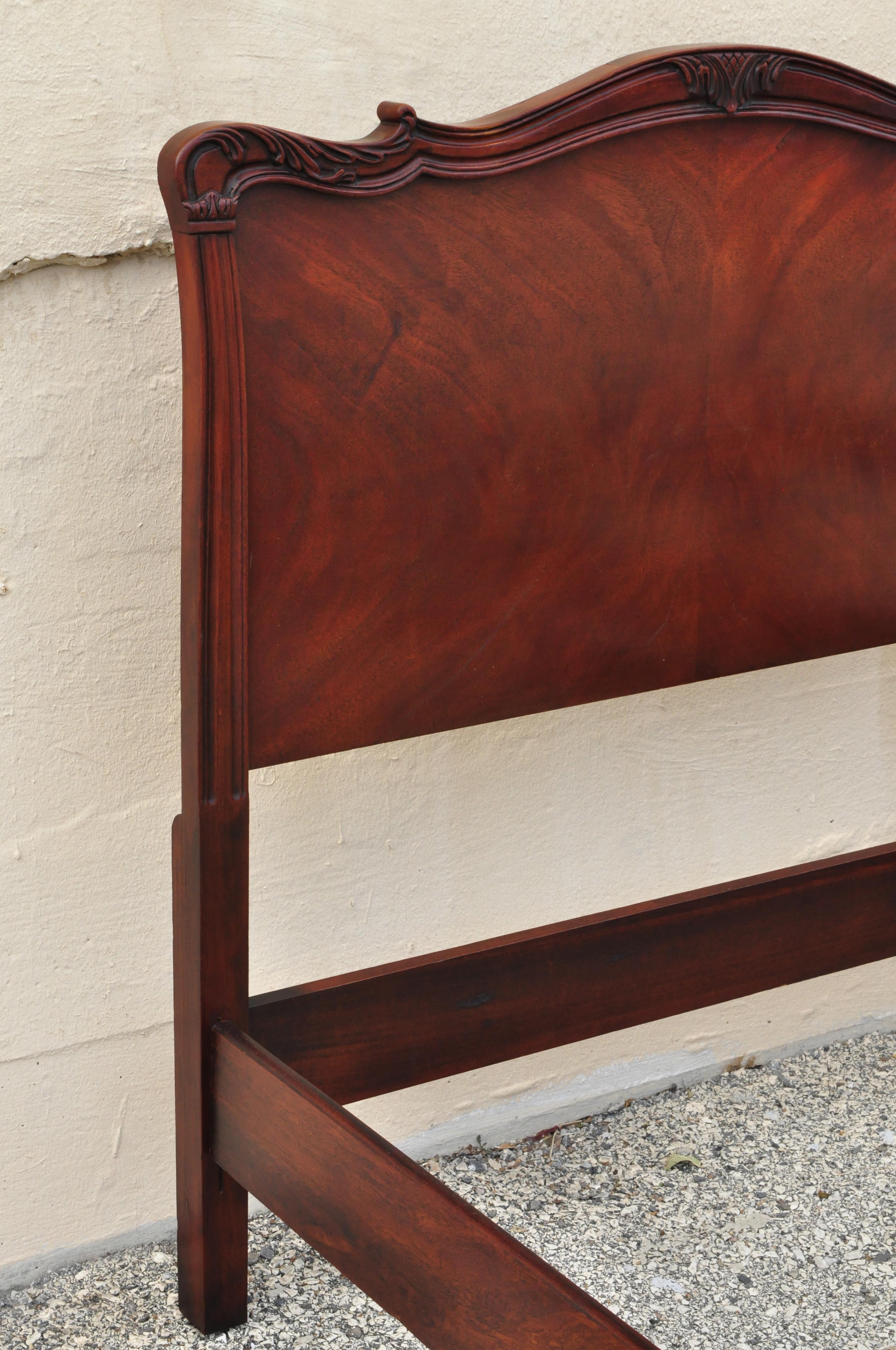 20th Century Pair of Antique Mahogany Chinese Chippendale Twin Single Carved Bed Frames
