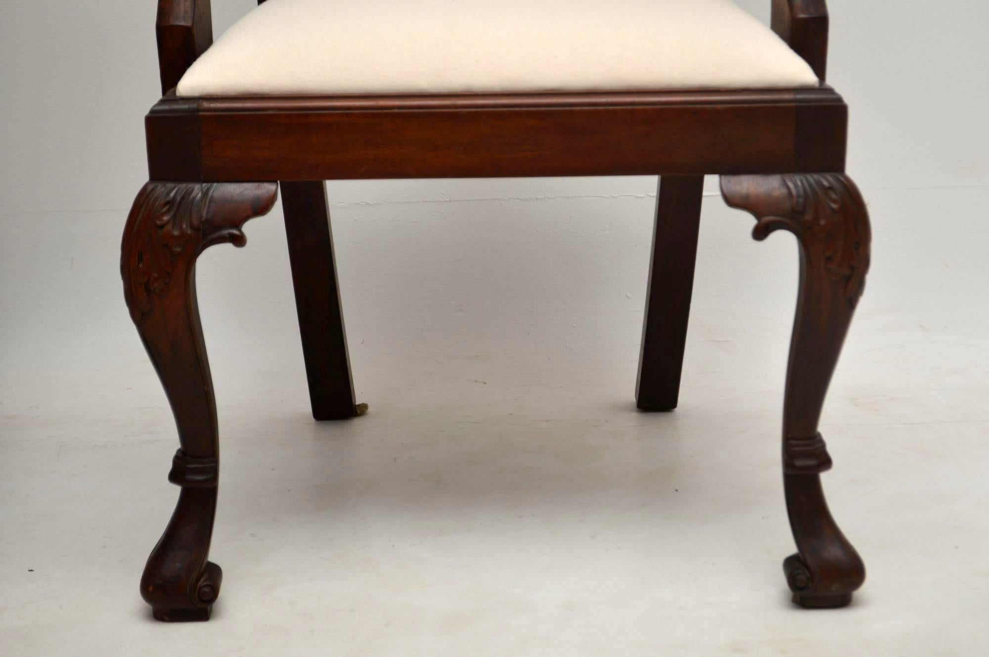 Pair of Antique Mahogany Chippendale Carver Armchairs 4