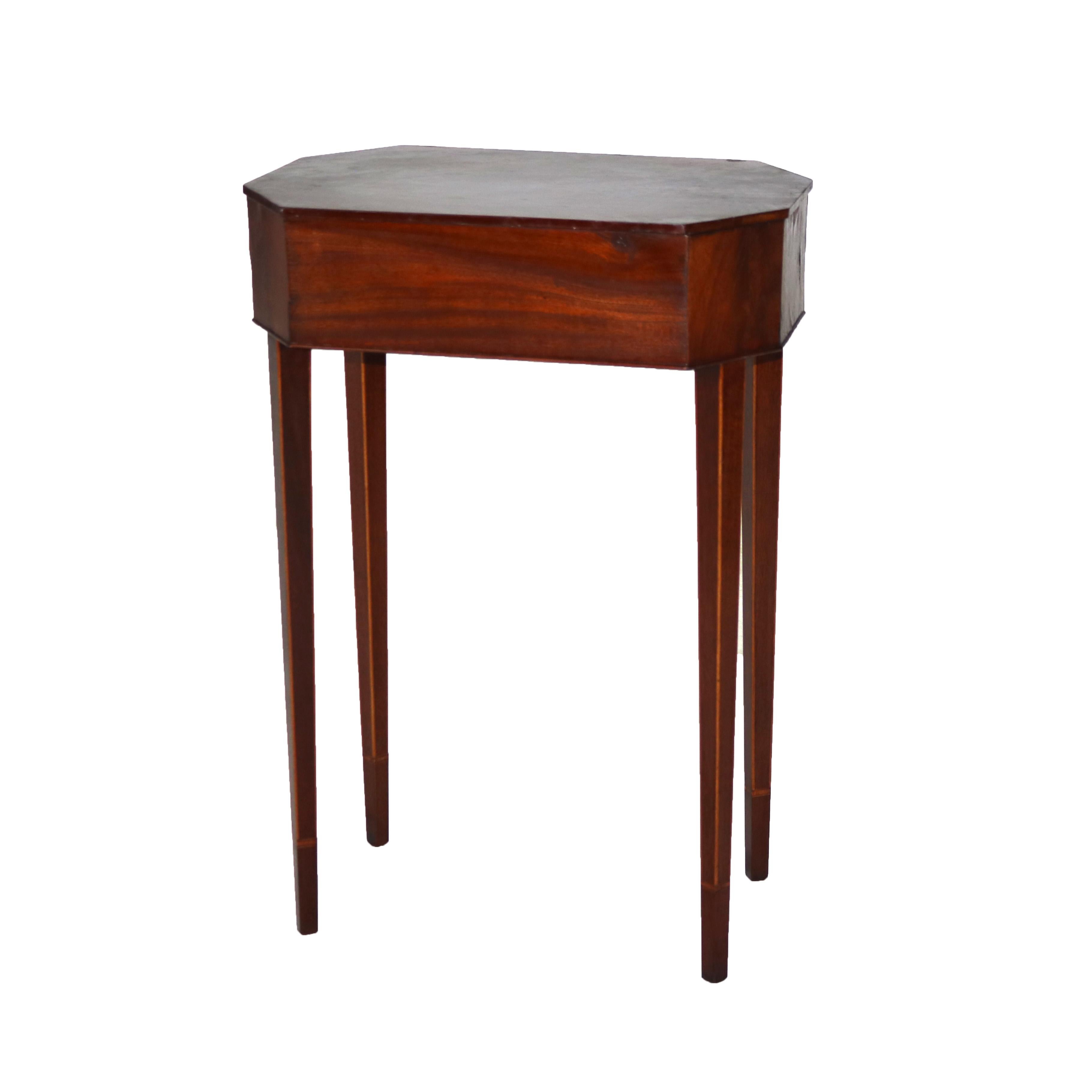 Pair of Antique Mahogany Hepplewhite Inlaid Two-Drawer Side Tables C1830 7