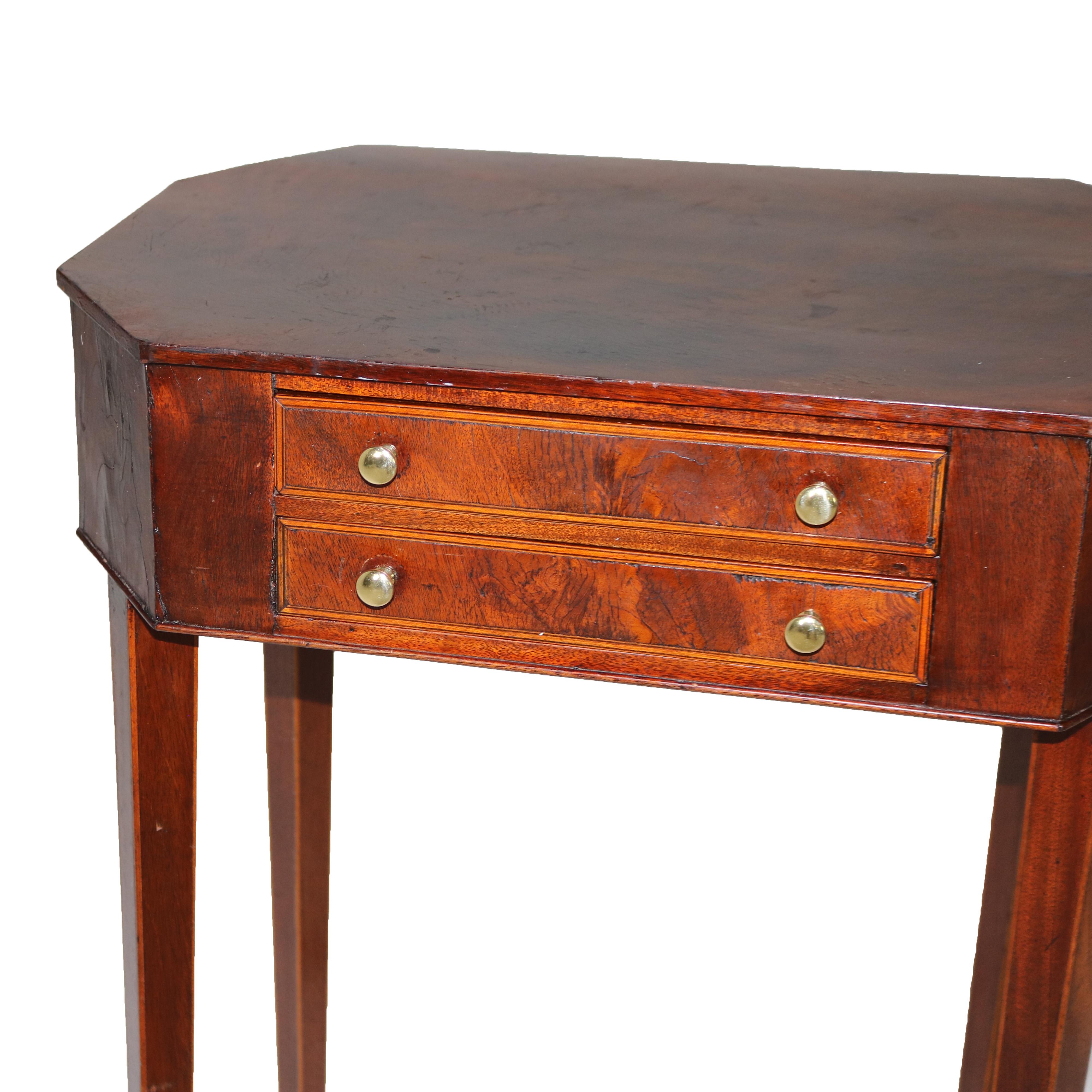 ***Reduced Delivery Rates - See Below or Click “Ask The Seller” to Request a Quote***

Pair of Antique Mahogany Hepplewhite Inlaid Two-Drawer Side Tables C1830

Measures - 28 1/8