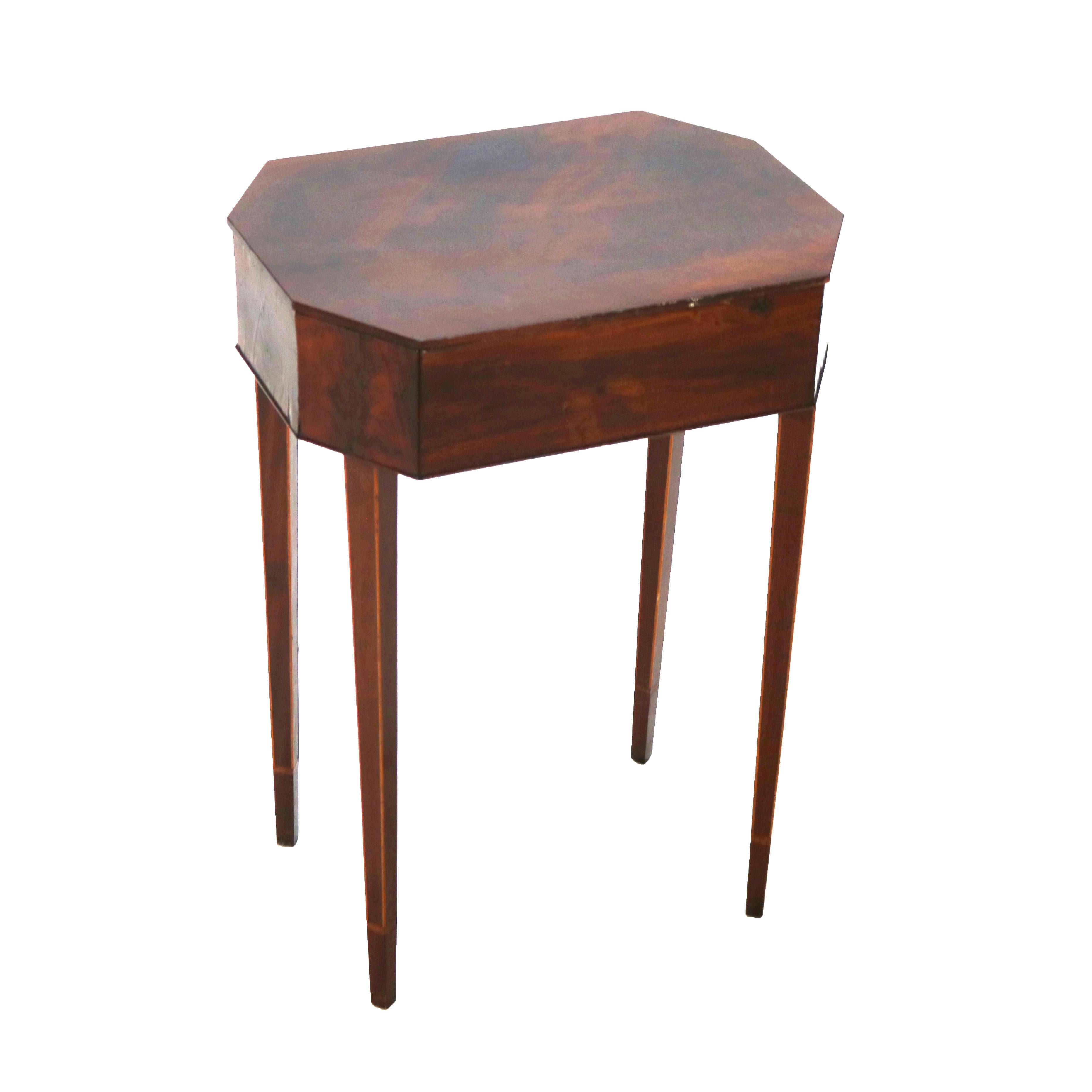 19th Century Pair of Antique Mahogany Hepplewhite Inlaid Two-Drawer Side Tables C1830