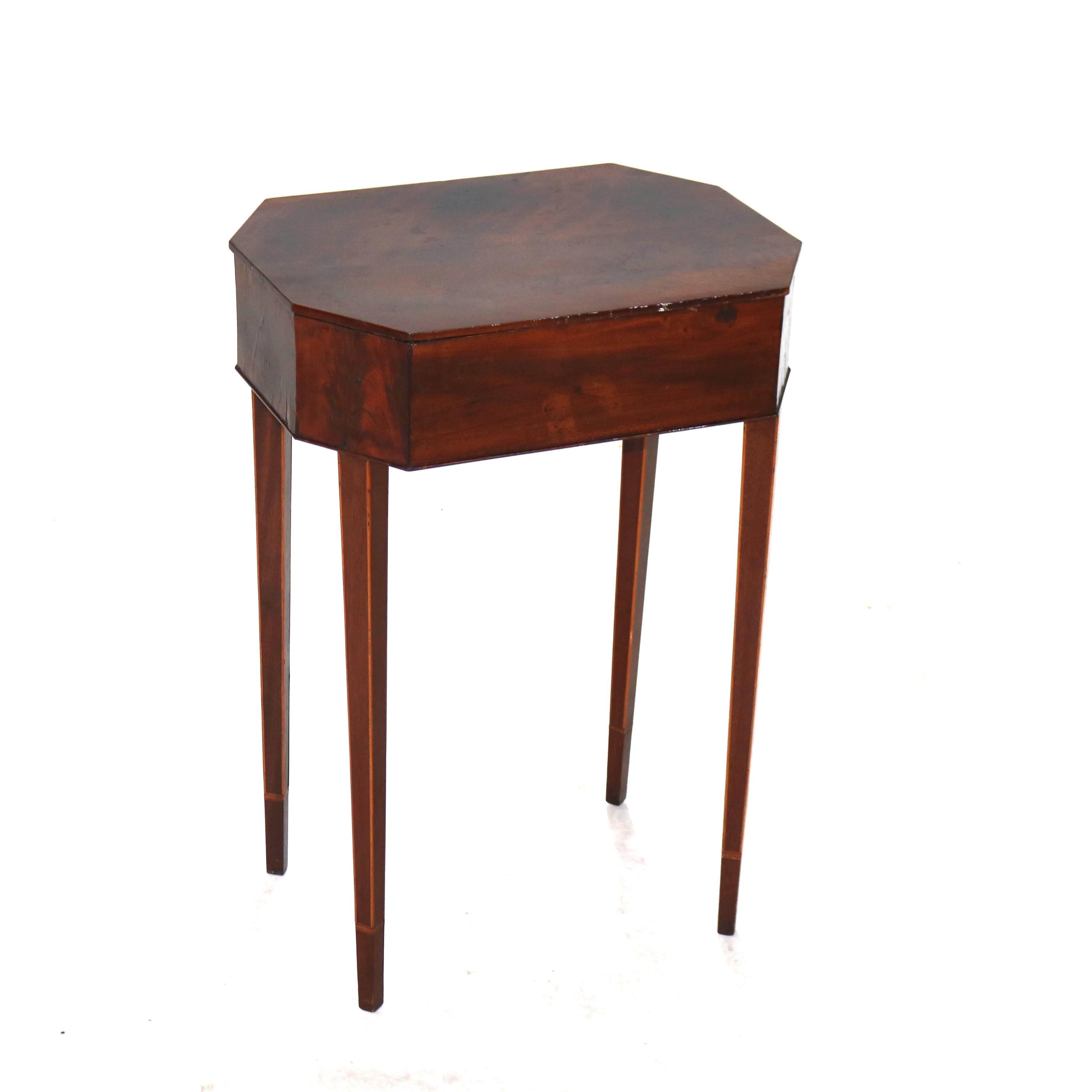 Pair of Antique Mahogany Hepplewhite Inlaid Two-Drawer Side Tables C1830 1