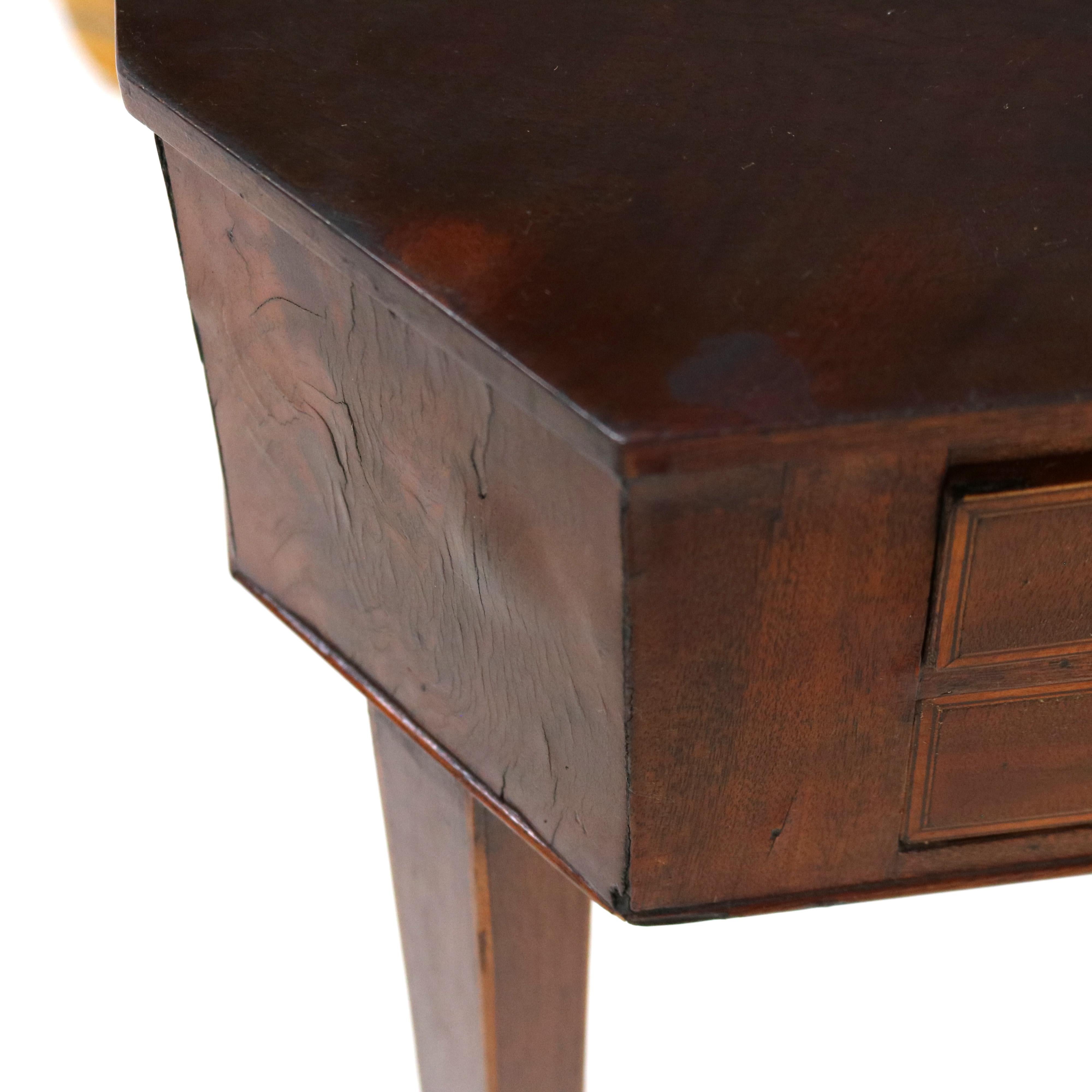 Pair of Antique Mahogany Hepplewhite Inlaid Two-Drawer Side Tables C1830 4