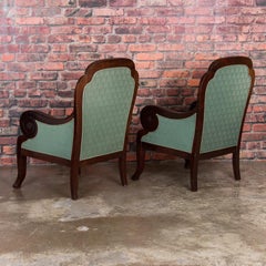 Pair of Antique Mahogany Library Armchairs