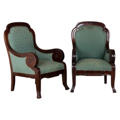 Pair of Antique Mahogany Library Armchairs
