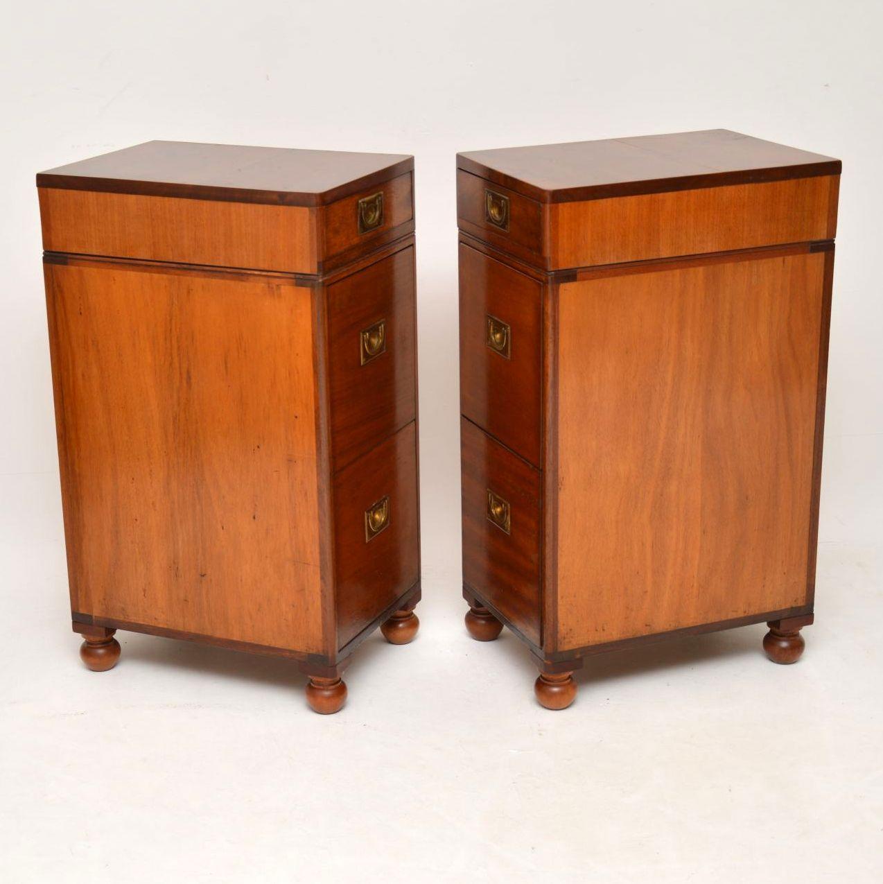 Pair of Antique Mahogany Military Campaign Bedside Chests 4