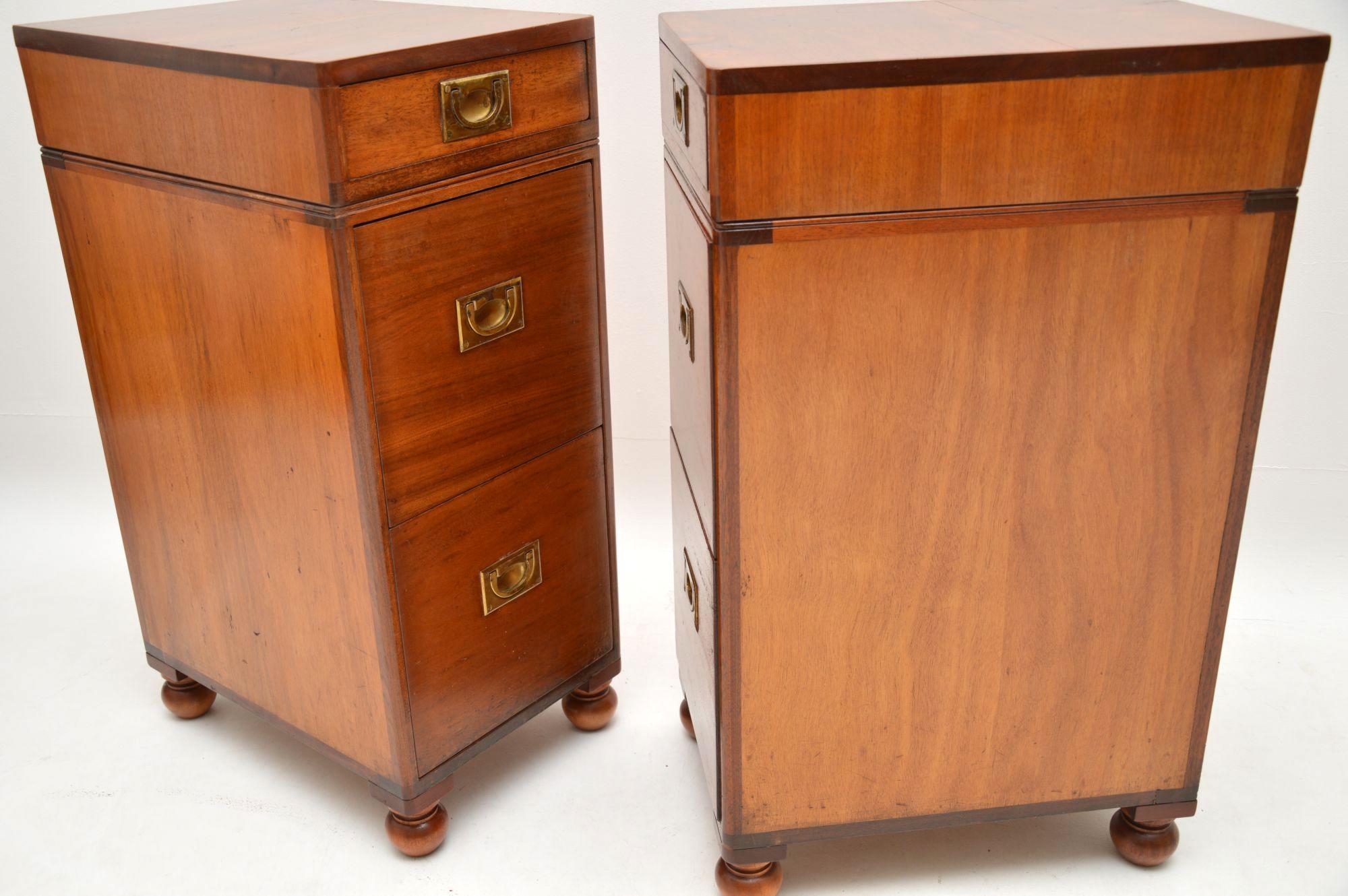 Pair of Antique Mahogany Military Campaign Bedside Chests 5