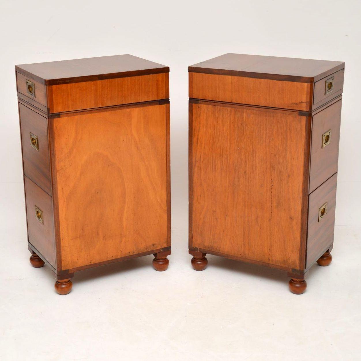 Pair of Antique Mahogany Military Campaign Bedside Chests 3