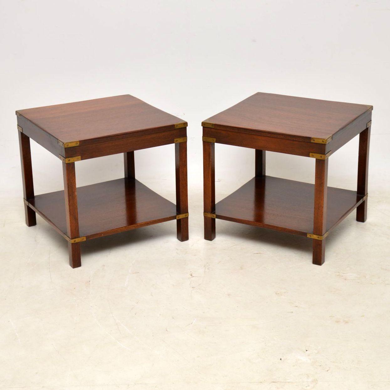  Pair of Antique Mahogany Military Campaign Side Tables 4