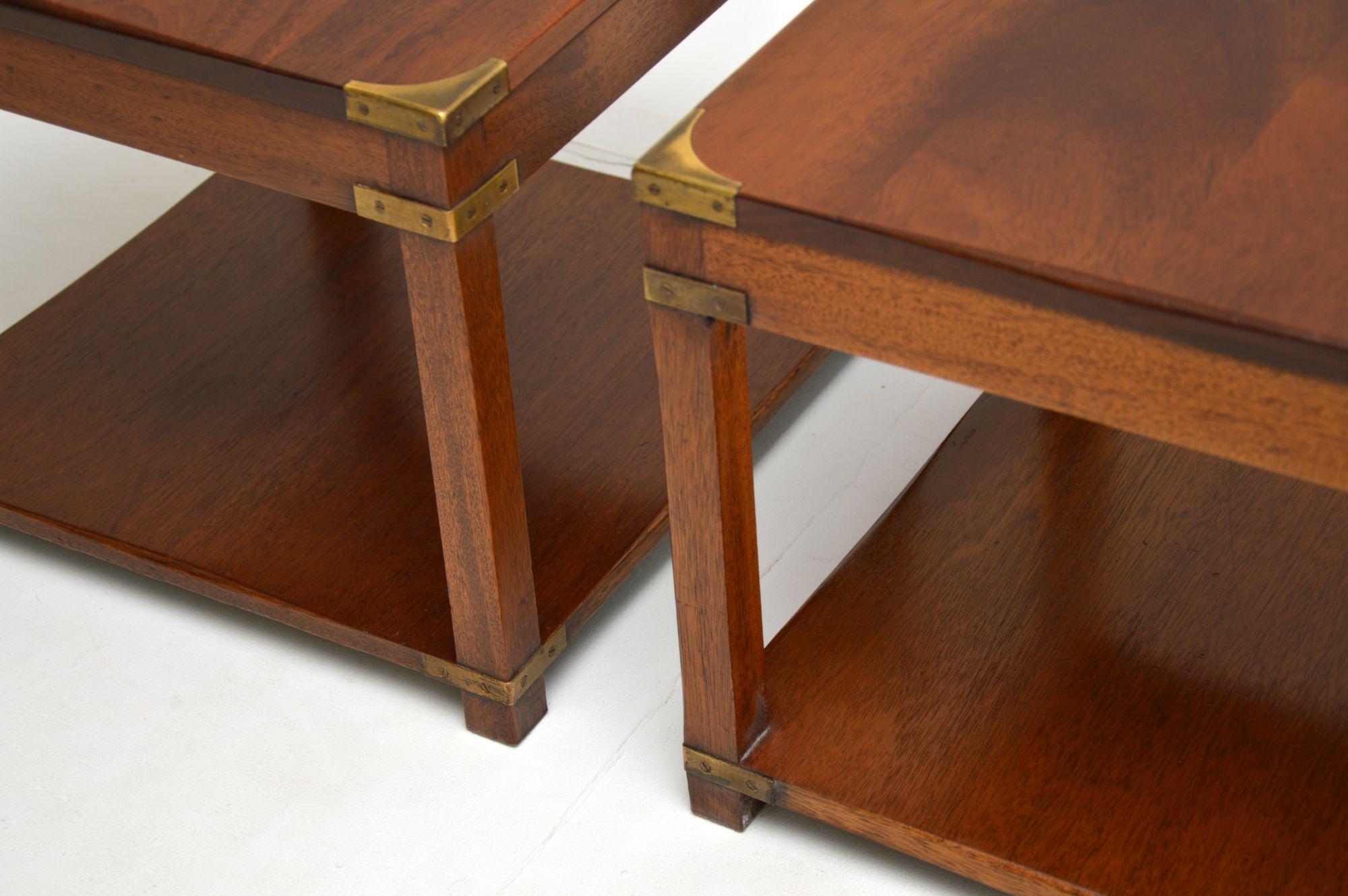 Pair of Antique Mahogany Military Campaign Side Tables In Good Condition In London, GB