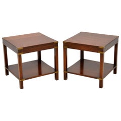 Pair of Antique Mahogany Military Campaign Side Tables