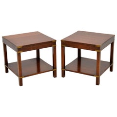  Pair of Antique Mahogany Military Campaign Side Tables