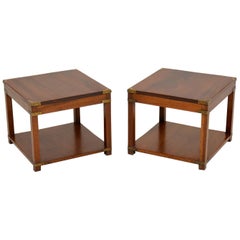 Pair of Antique Mahogany Military Campaign Side Tables