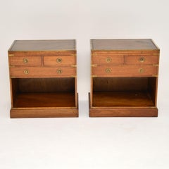 Pair of Antique Mahogany Military Campaign Style Cabinets