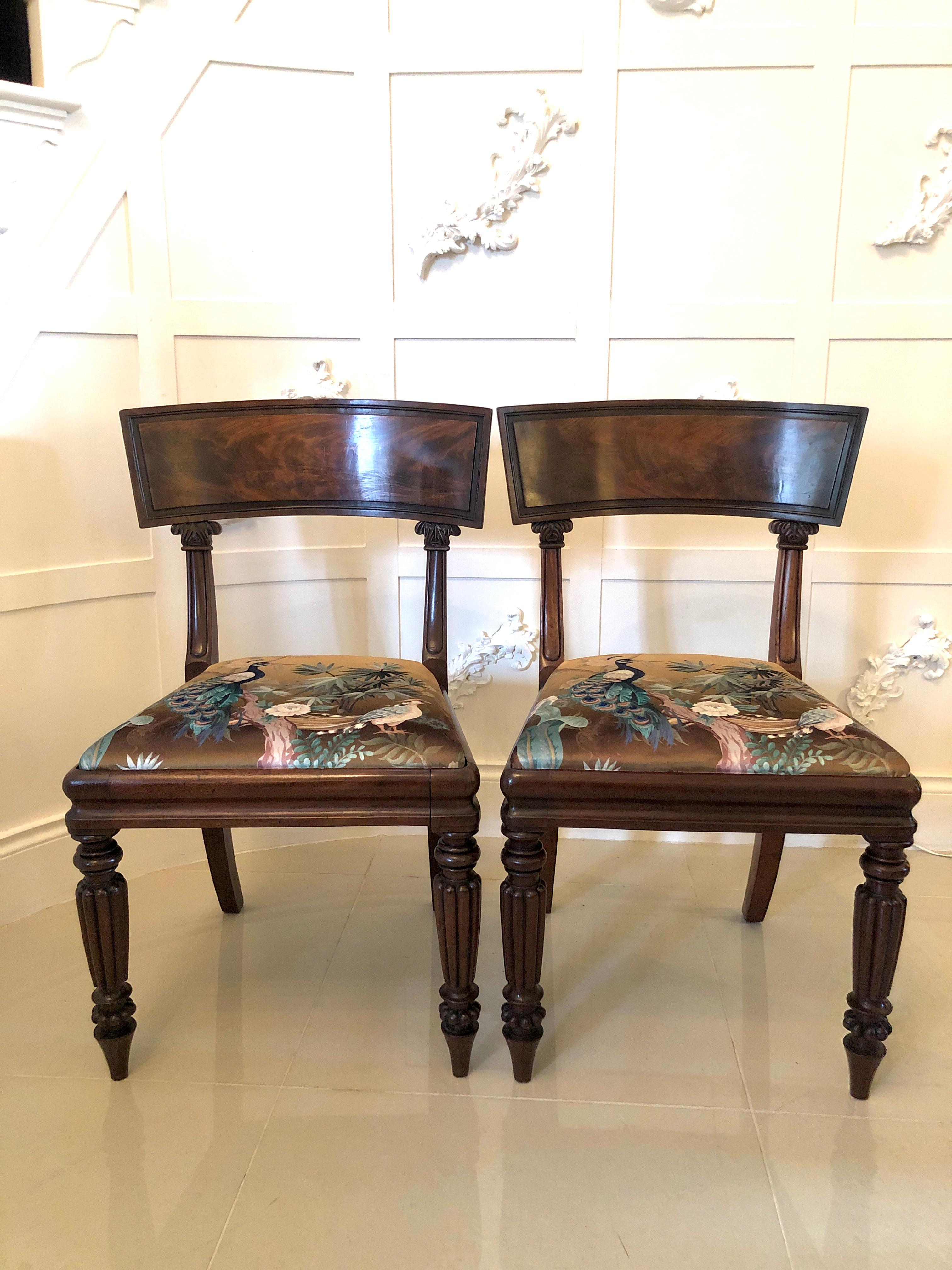 English Pair of Antique Mahogany Regency Library Chairs