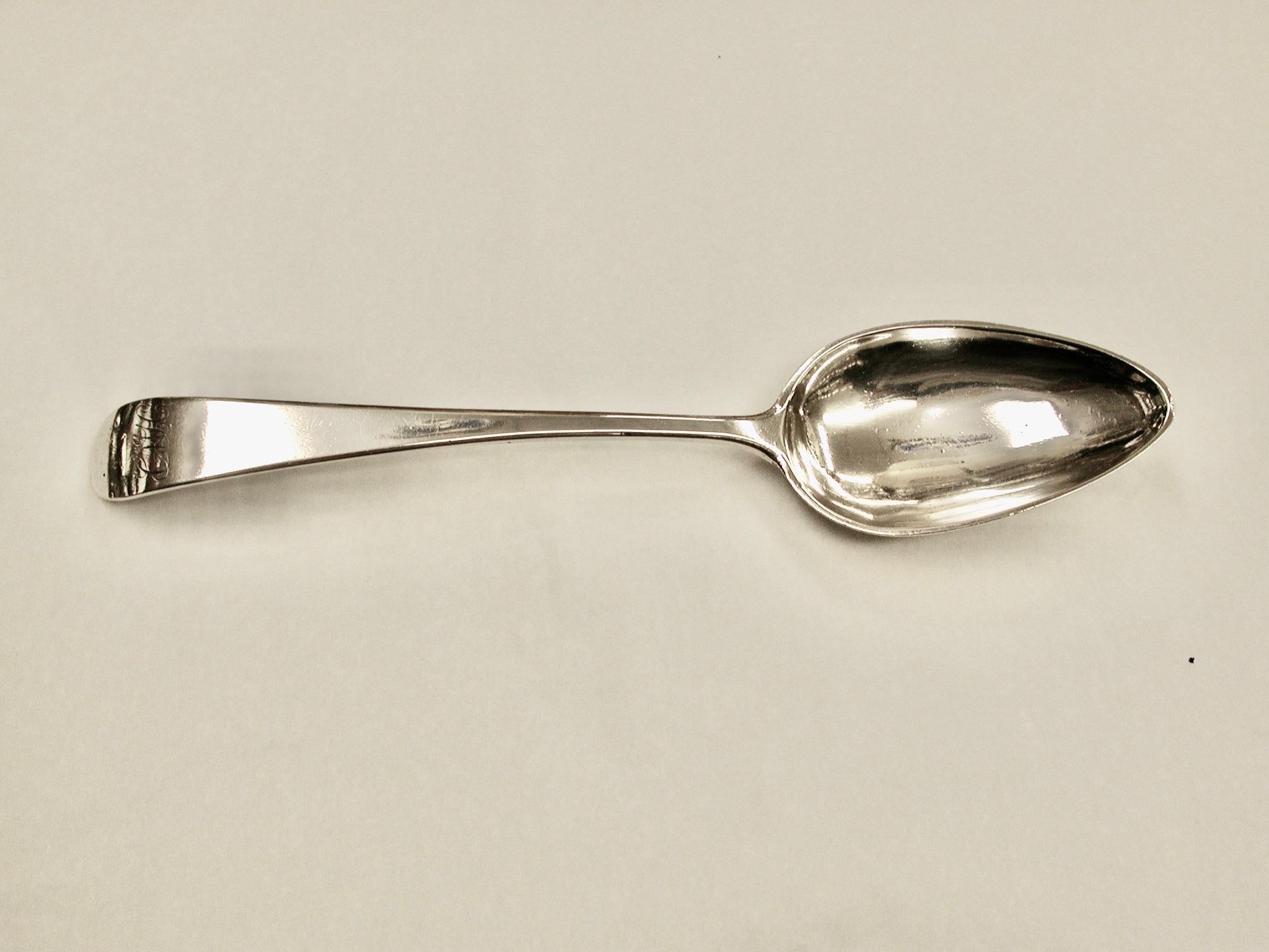 George III Pair of Antique Maltese Silver Table Spoons, Made by Andrea Naudi, circa 1805 For Sale