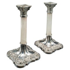 Pair Of Antique Mantlepiece Candlesticks, English, Silver Plate, Victorian, 1900