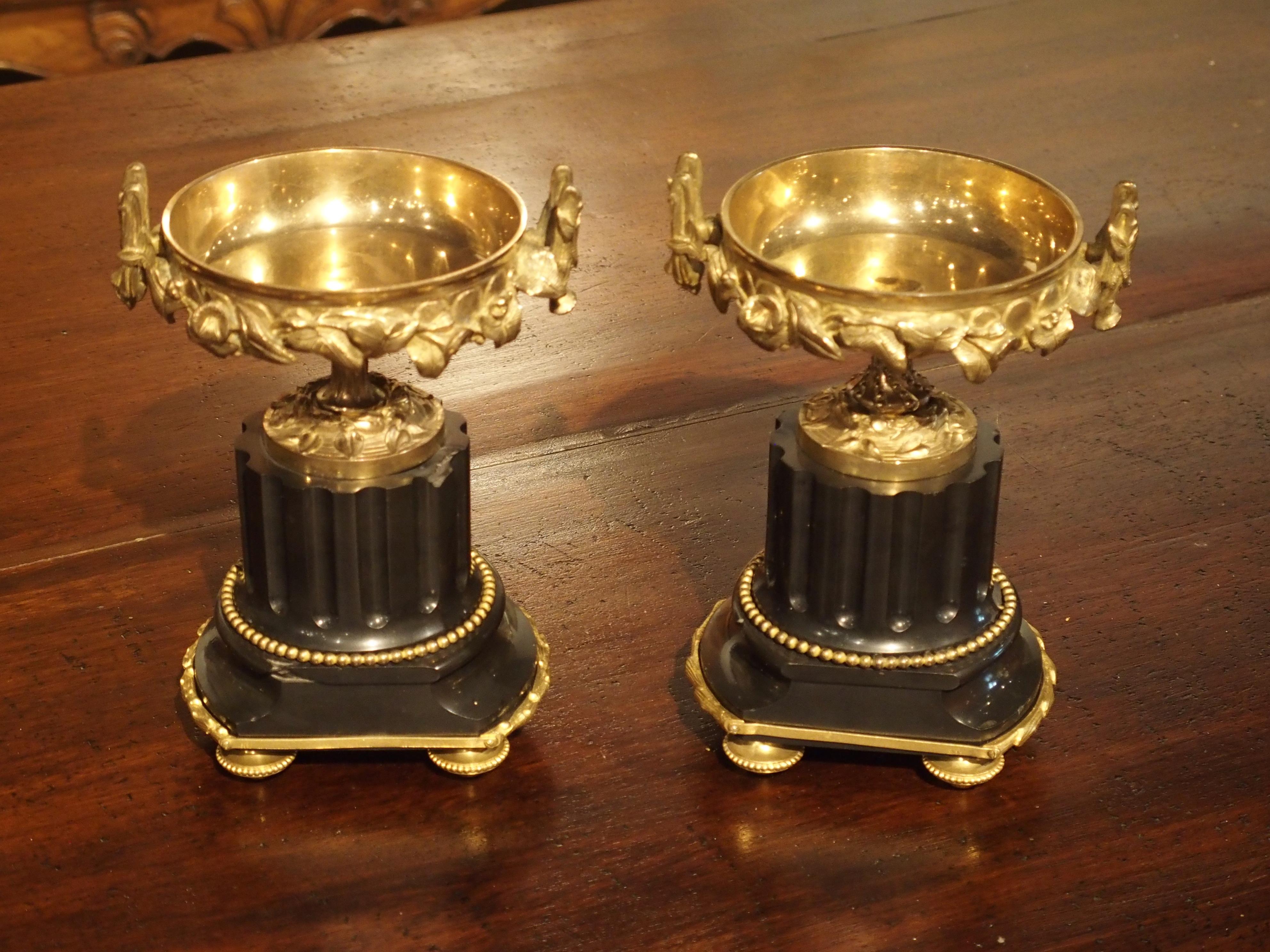 Pair of Antique Marble and Gilt Bronze Tazzas from France, circa 1870 6
