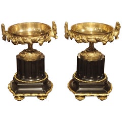 Pair of Antique Marble and Gilt Bronze Tazzas from France, circa 1870