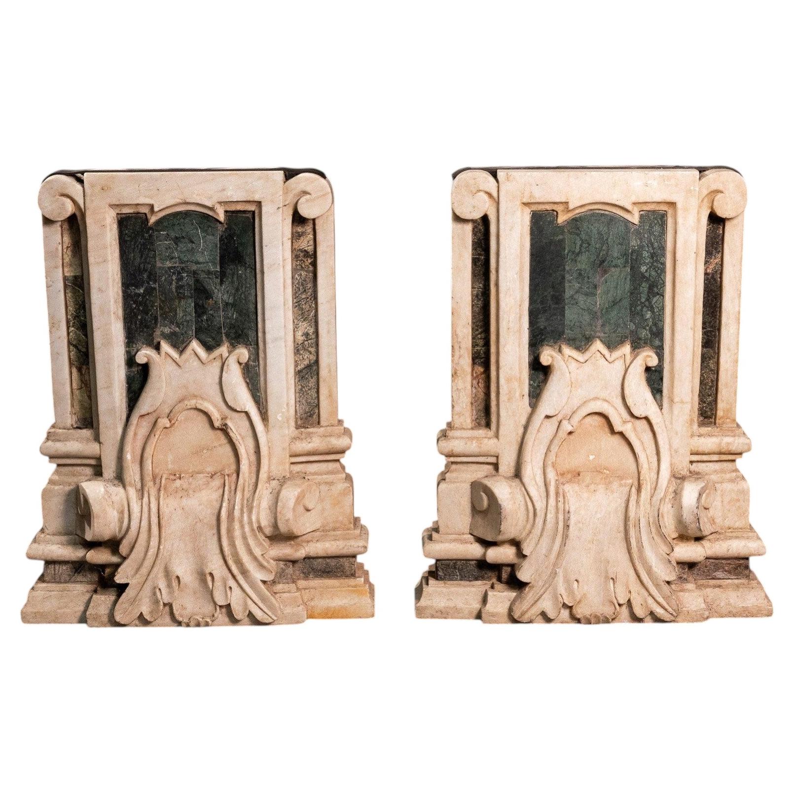 Pair of antique marble bases For Sale