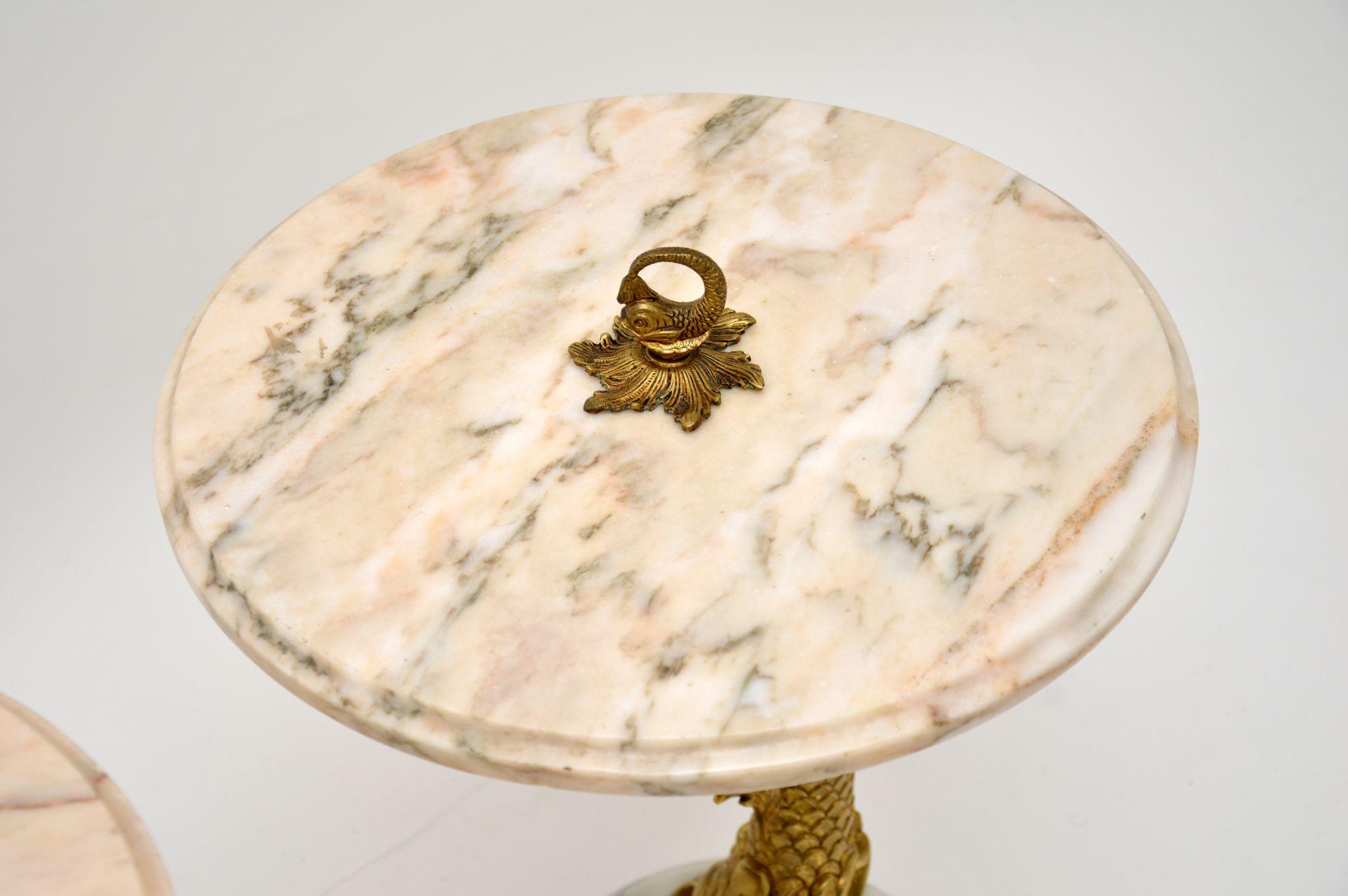 Pair of Antique Marble and Brass Side Tables 6