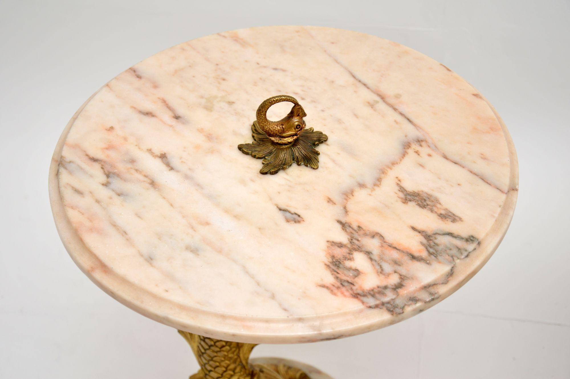 Pair of Antique Marble and Brass Side Tables 7