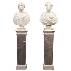 Pair of Antique Marble Busts