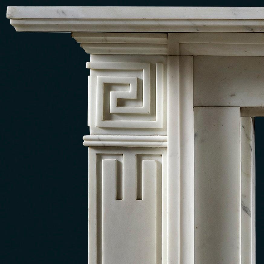 Greek Revival Pair of Antique Marble Fireplace Mantels in the Manner of Thomas Hope