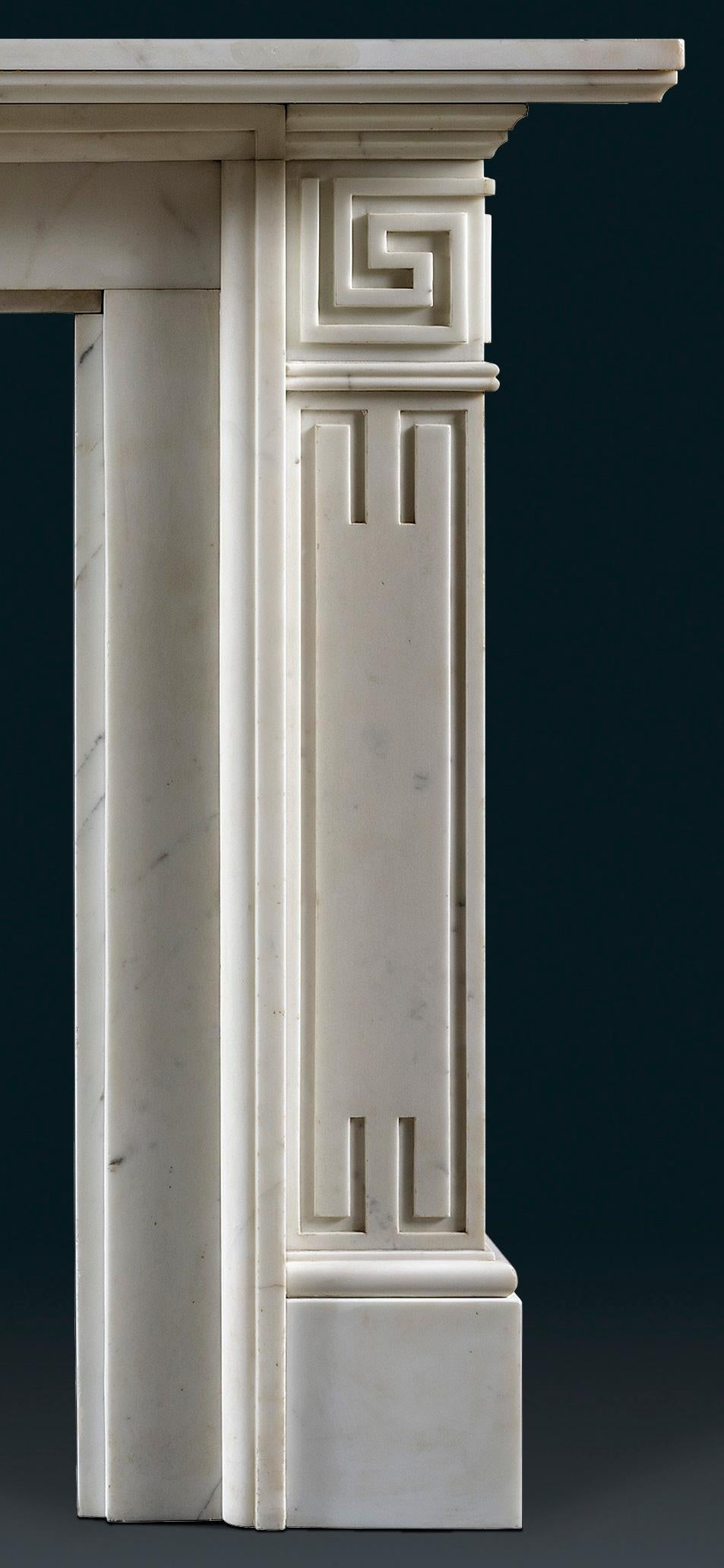 British Pair of Antique Marble Fireplace Mantels in the Manner of Thomas Hope