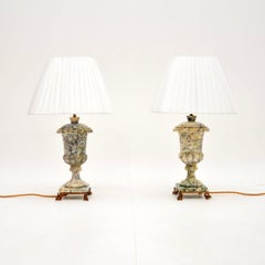 Pair of Antique Marble Table Lamps