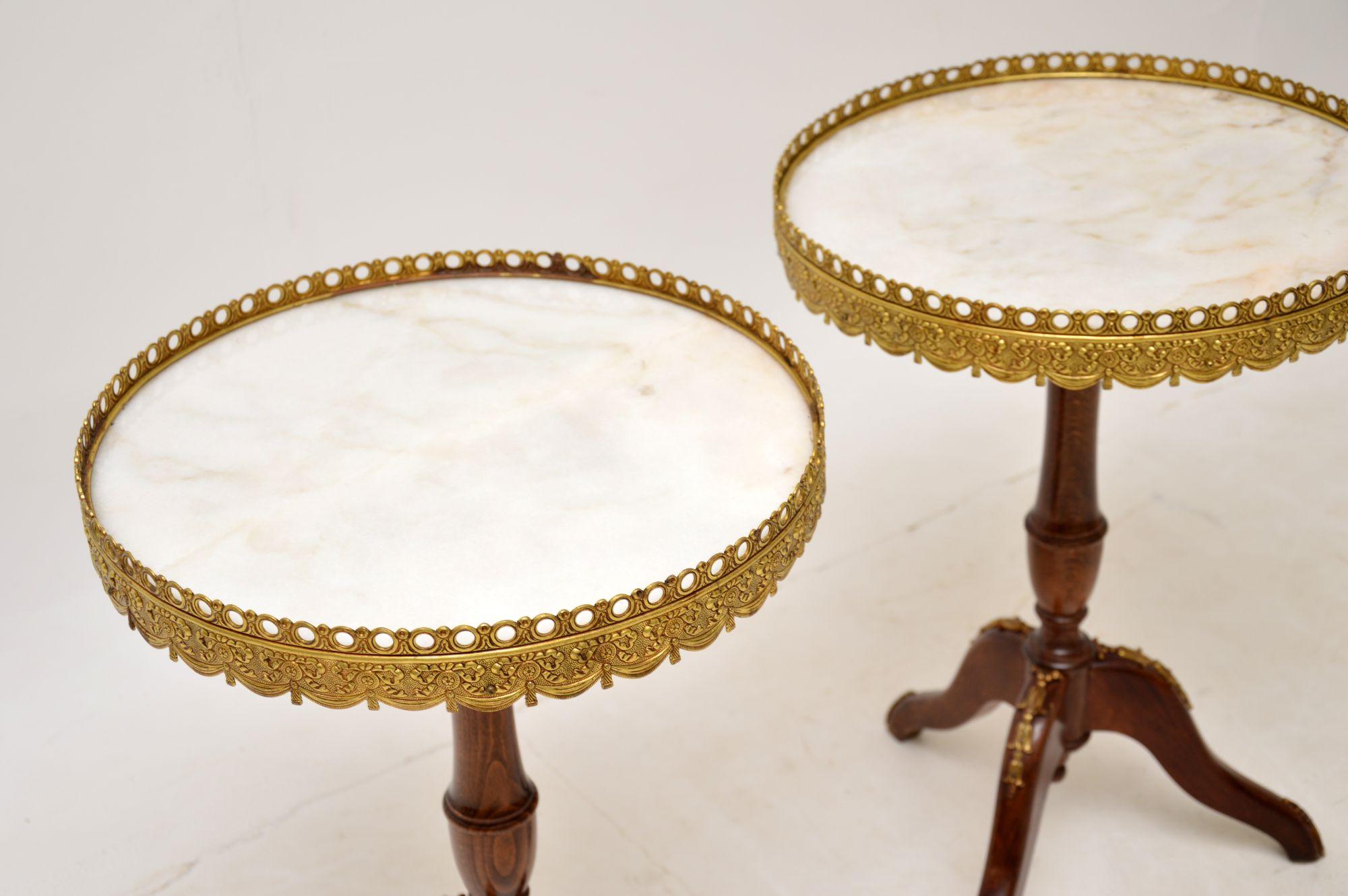 Louis XV Pair of Antique Marble Top Wine Tables