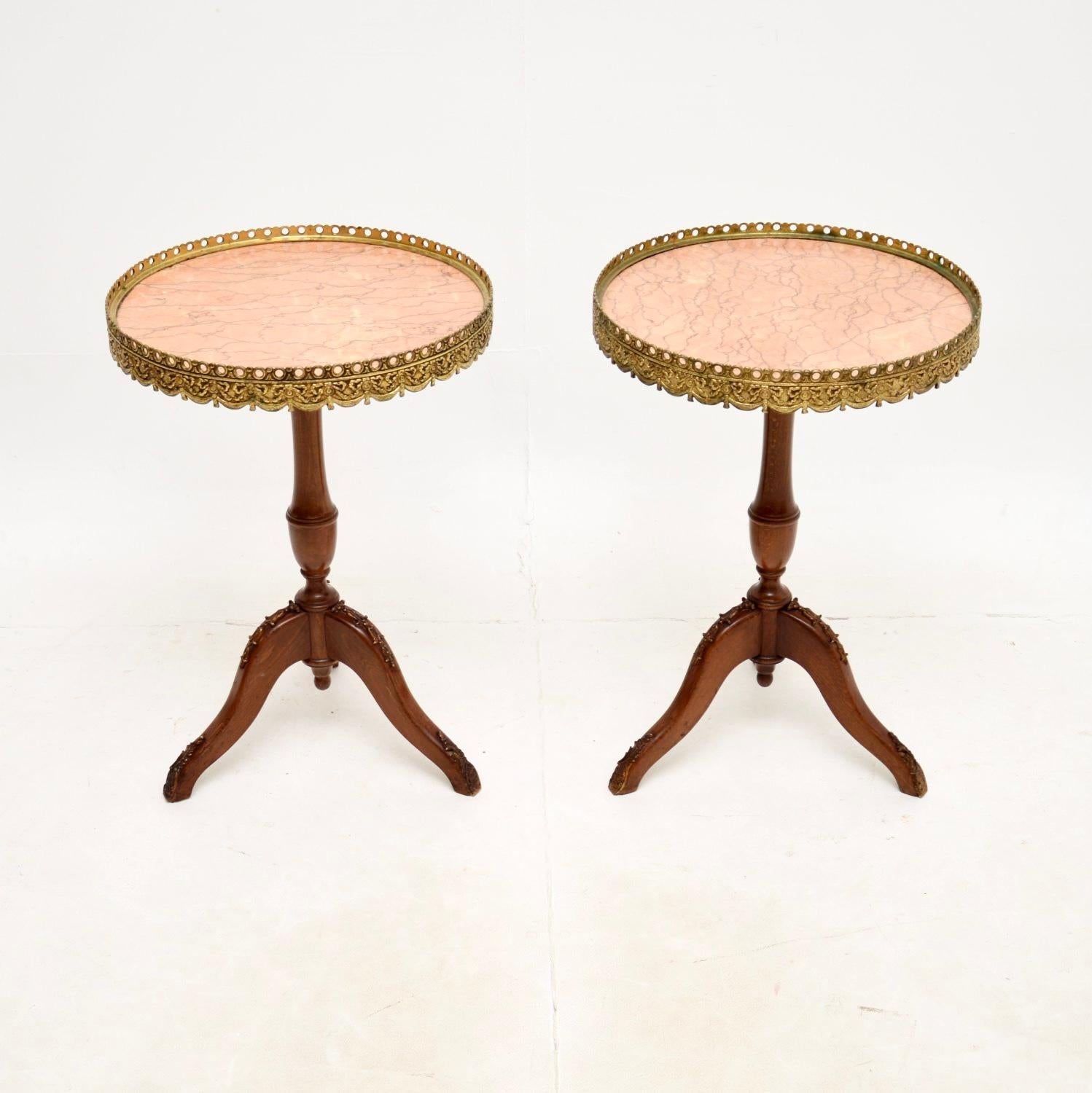 Louis XV Pair of Antique Marble Top Wine Tables For Sale