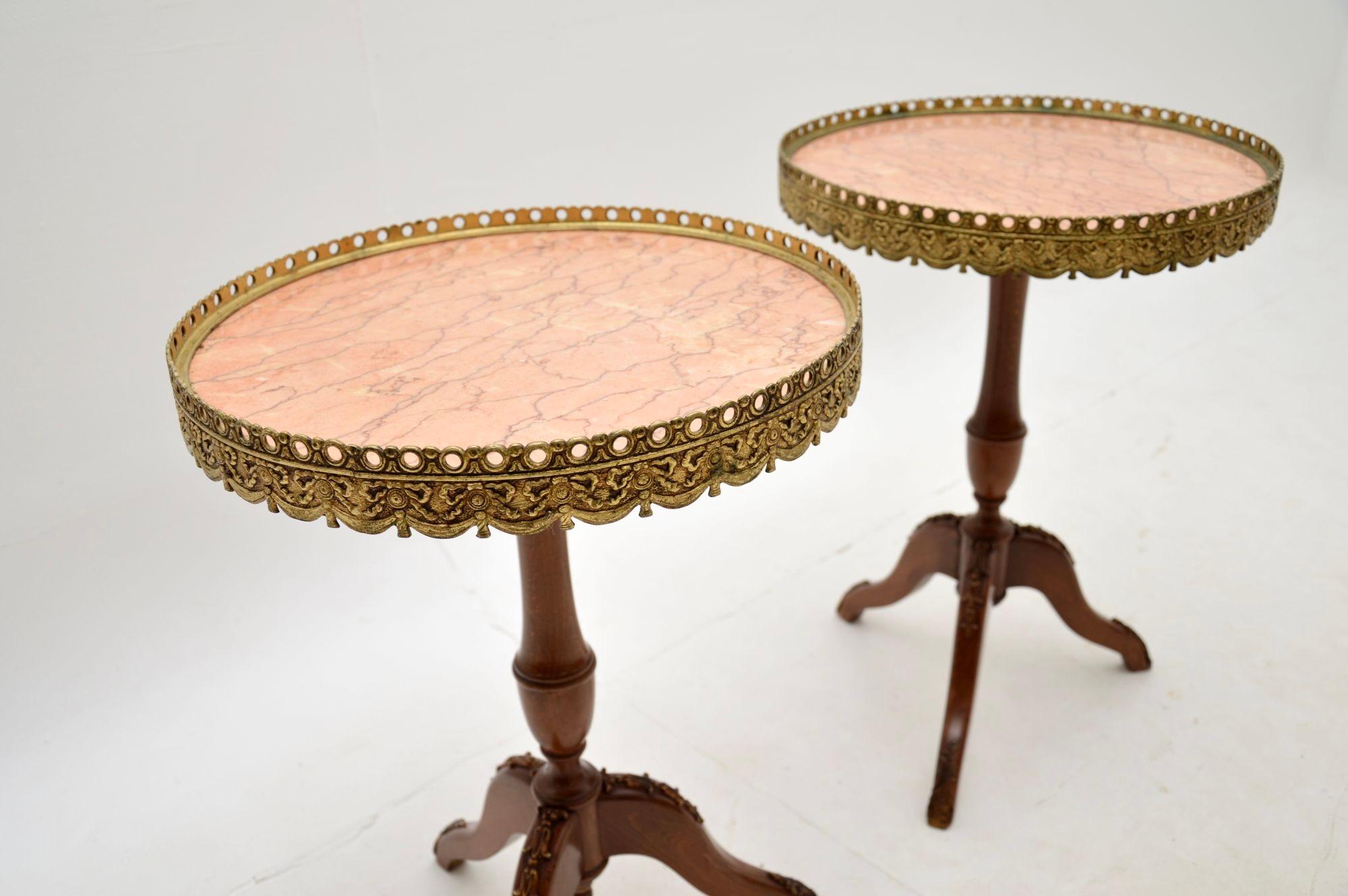 French Pair of Antique Marble Top Wine Tables For Sale