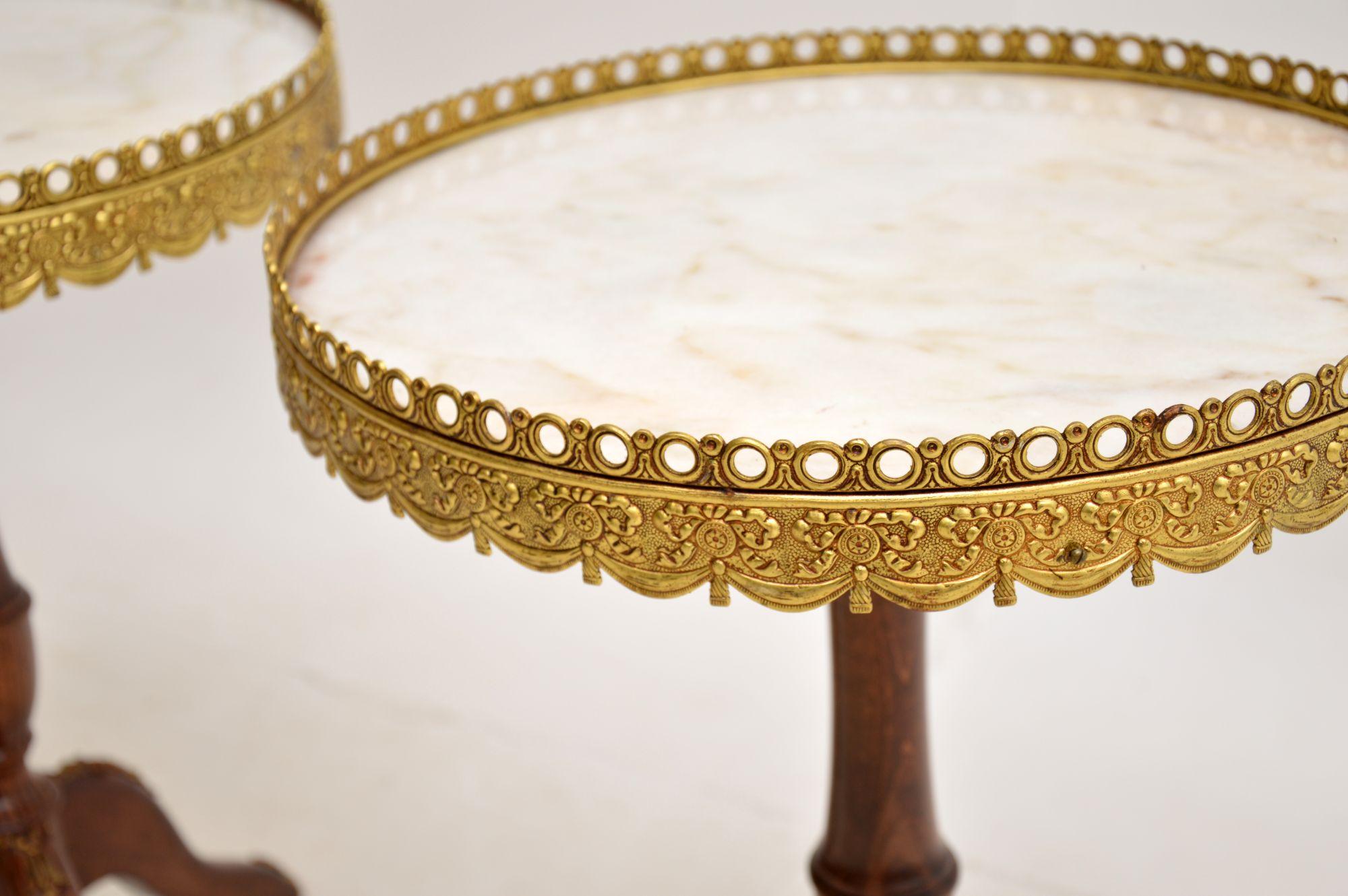 Mid-20th Century Pair of Antique Marble Top Wine Tables