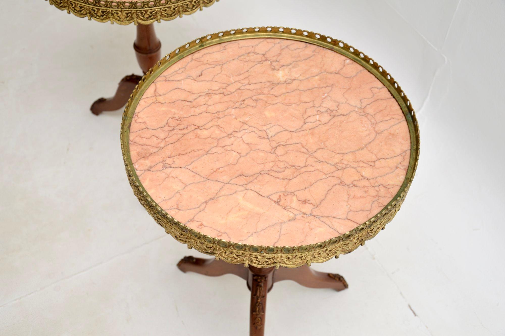 Pair of Antique Marble Top Wine Tables In Good Condition For Sale In London, GB