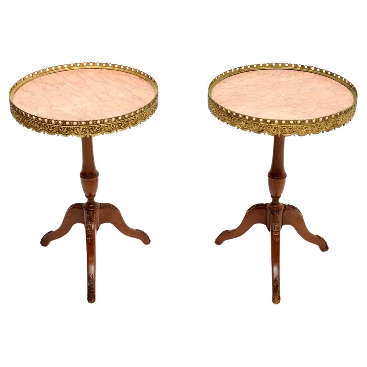 Pair of Antique Marble Top Wine Tables For Sale