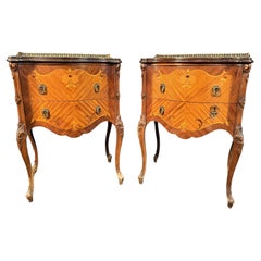 Pair Of Antique Marquetry Louis XV Bedside Tables 