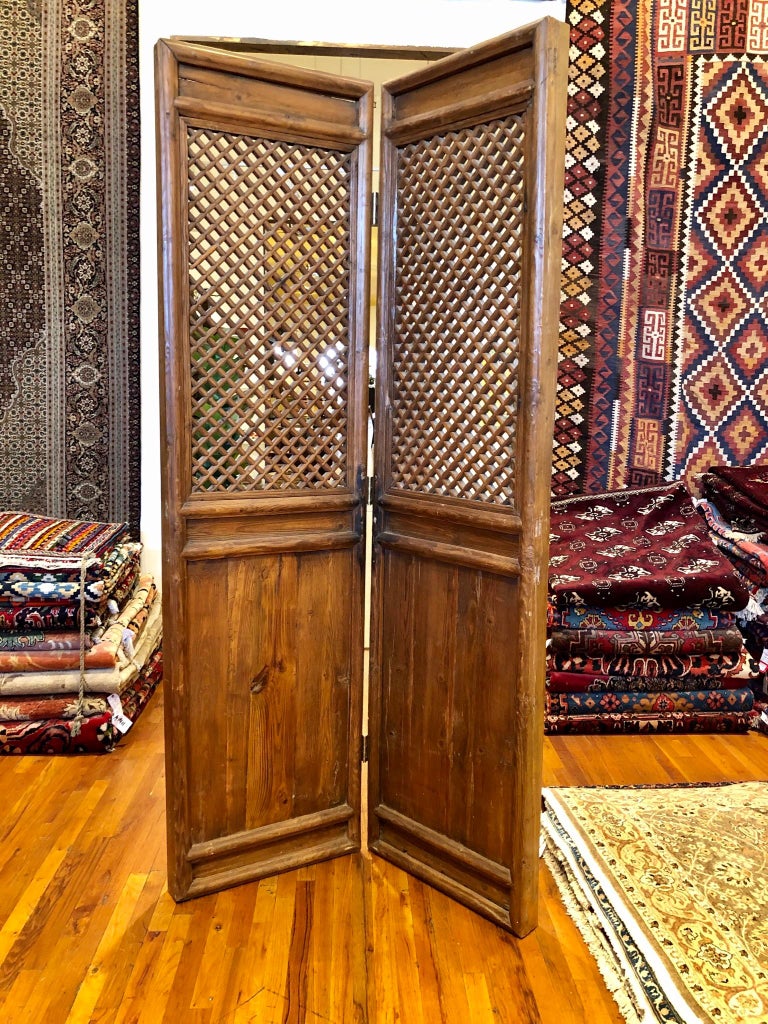 Pair of Antique Massive Tall Rustic Doors Wall Panels Room Dividers