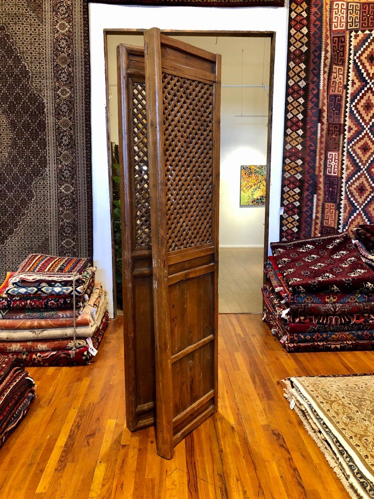 Pair of Antique Massive Tall Rustic Doors Wall Panels Room Dividers