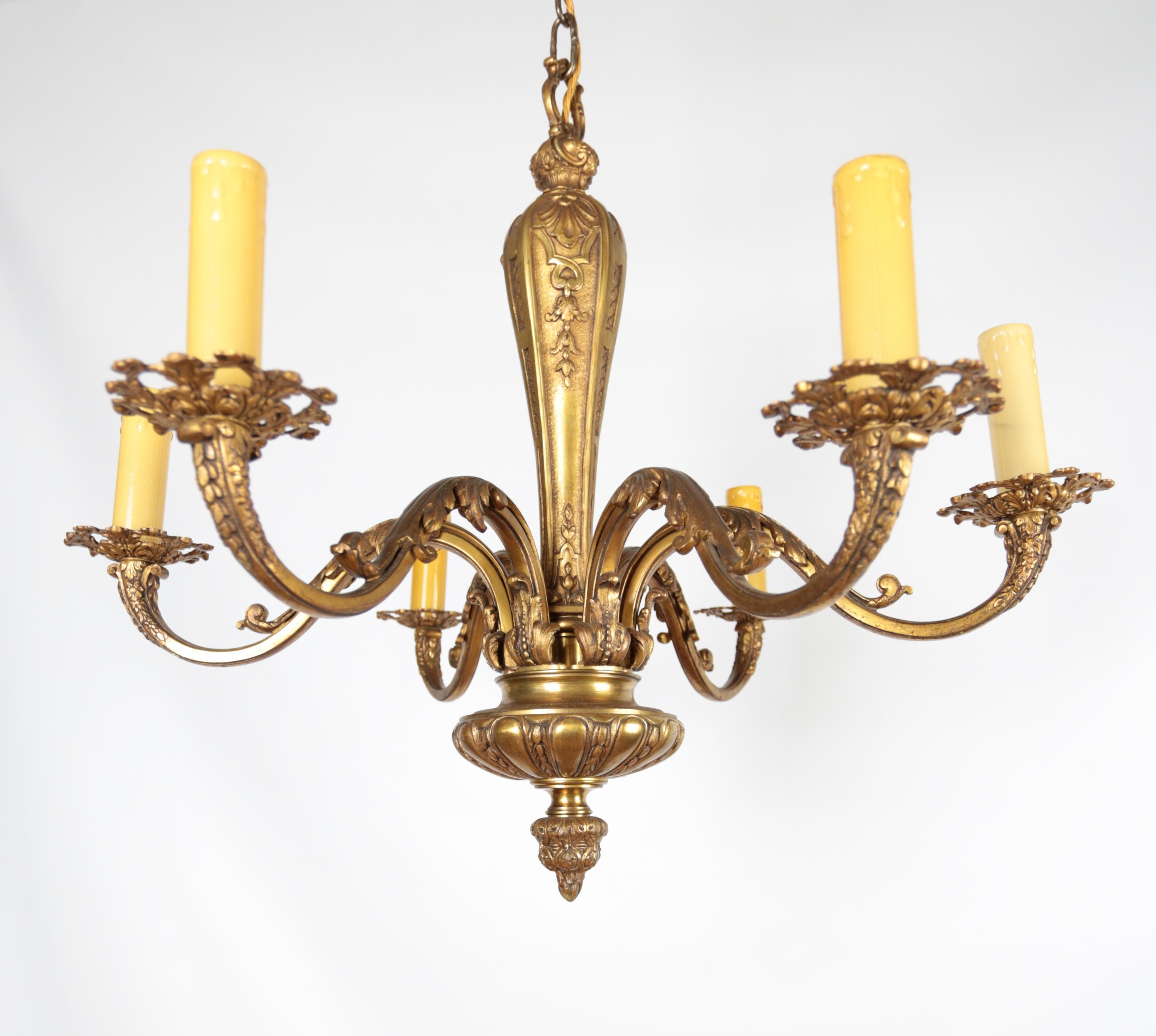 Baroque Pair of antique Mazarin Bronze chandeliers For Sale